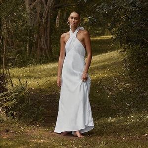 NWT DISSH HIGH NECK WHITE LINEN DRESS SIZE 4